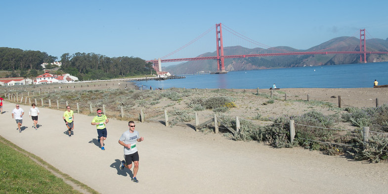 Race runners on Crissy Field trail