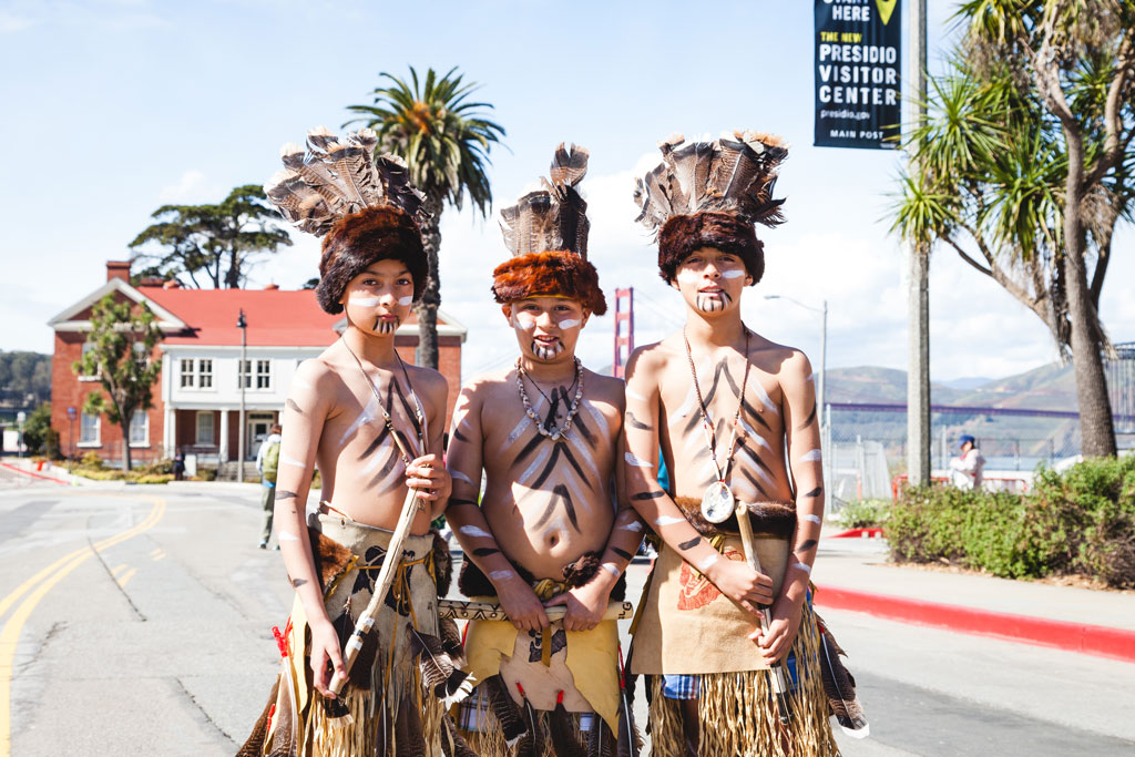 Three brothers in tribal wear