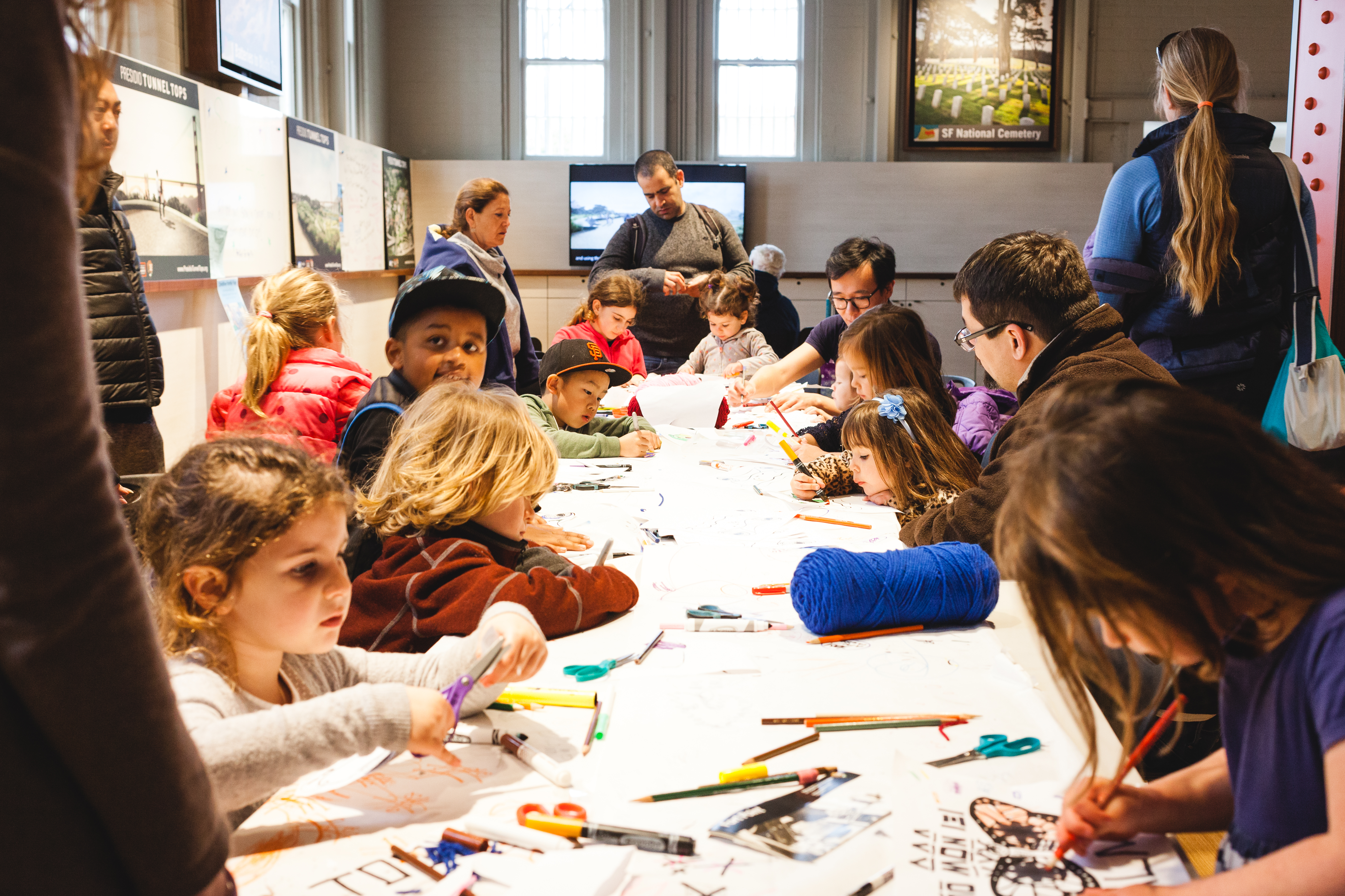 Group of kids participating in child-friendly activities in the Visitor Center