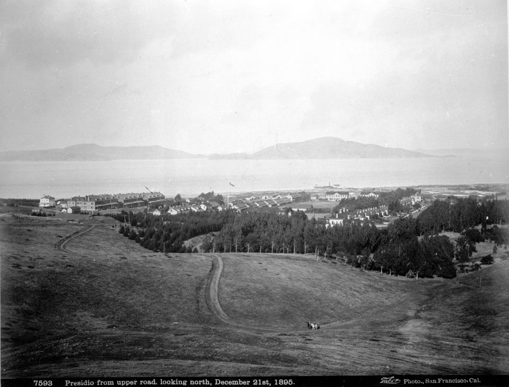 Hill view of Montgomery Street Barracks on the left