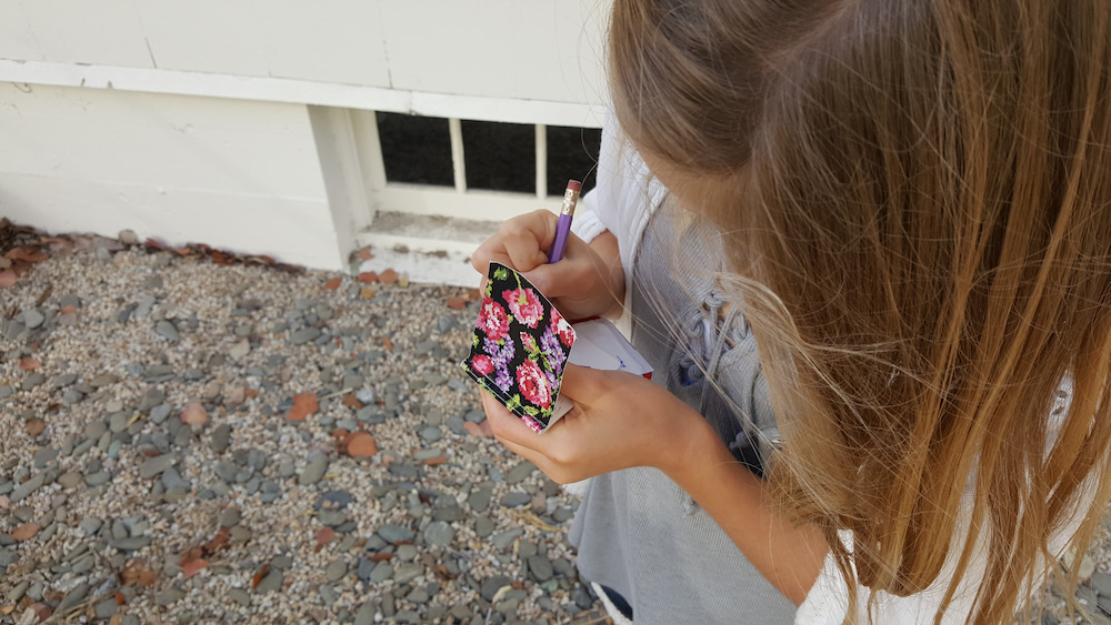 Child writing in a notepad