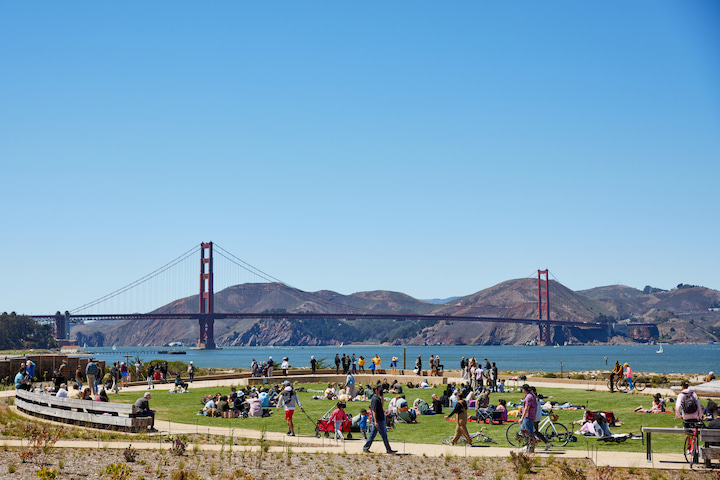 Visitors enjoying Presidio Tunnel Tops.