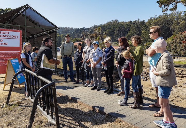 Visitors at the El Presidio archaeology dig site.