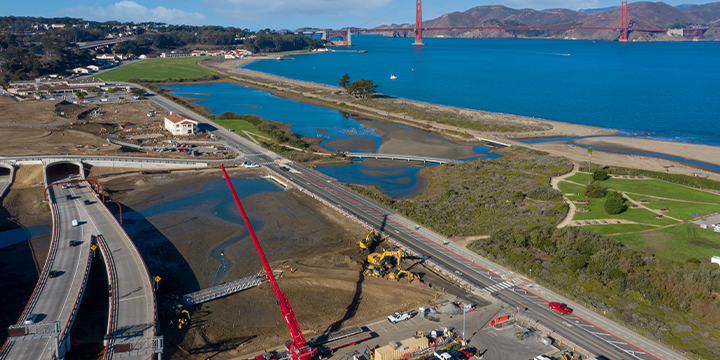 View of Battery Bluff with Golden Gate Bridge in the background