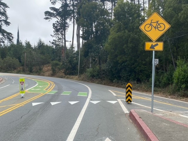 Traffic calming features on Arguello Boulevard near Washington Boulevard.