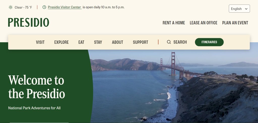 Screenshot of Presidio.gov homepage